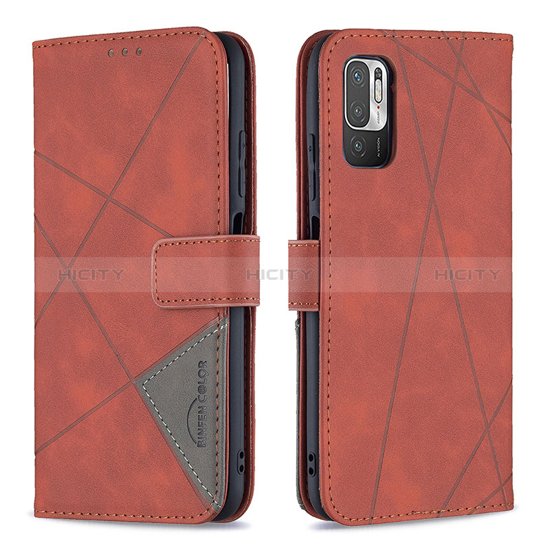 Funda de Cuero Cartera con Soporte Carcasa B08F para Xiaomi Redmi Note 10T 5G Naranja