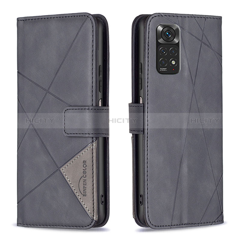 Funda de Cuero Cartera con Soporte Carcasa B08F para Xiaomi Redmi Note 11 4G (2022) Negro