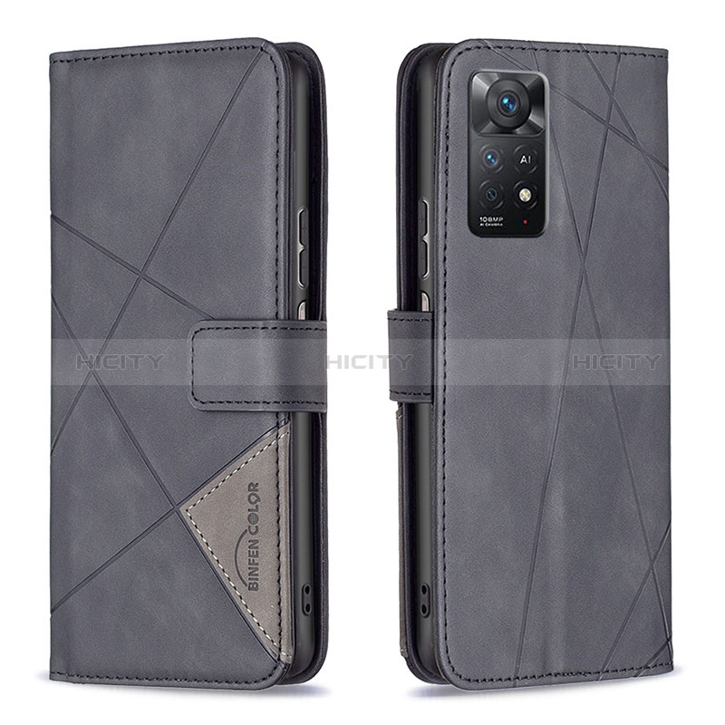 Funda de Cuero Cartera con Soporte Carcasa B08F para Xiaomi Redmi Note 11 Pro 5G Negro