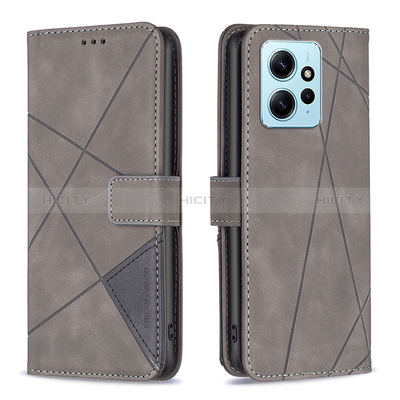 Funda de Cuero Cartera con Soporte Carcasa B08F para Xiaomi Redmi Note 12 4G Gris