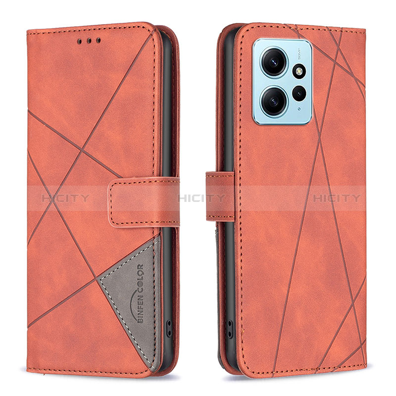 Funda de Cuero Cartera con Soporte Carcasa B08F para Xiaomi Redmi Note 12 4G Naranja