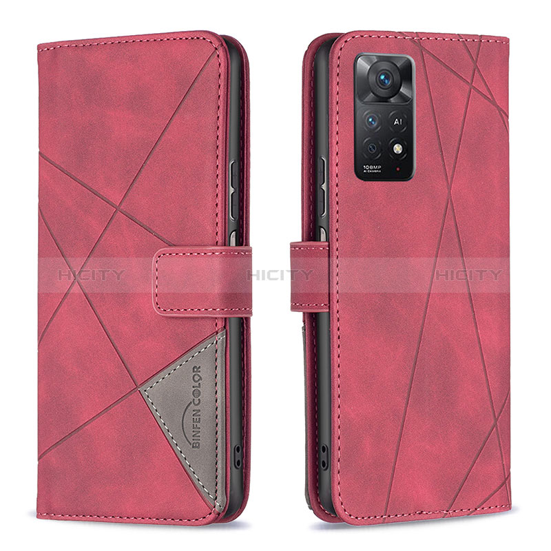 Funda de Cuero Cartera con Soporte Carcasa B08F para Xiaomi Redmi Note 12 Pro 4G Rojo