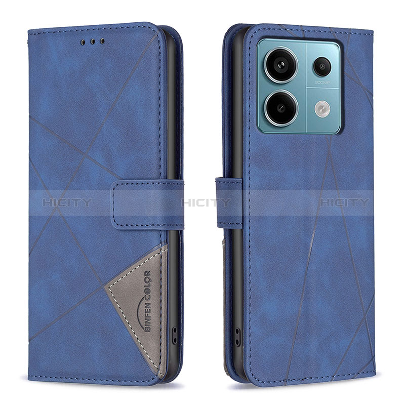 Funda de Cuero Cartera con Soporte Carcasa B08F para Xiaomi Redmi Note 13 Pro 5G Azul