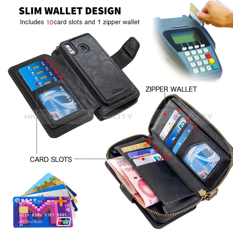 Funda de Cuero Cartera con Soporte Carcasa B10F para Samsung Galaxy A30