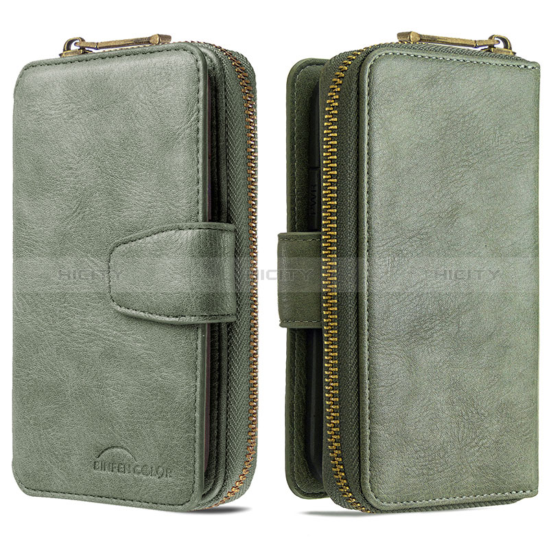 Funda de Cuero Cartera con Soporte Carcasa B10F para Samsung Galaxy A30S Verde