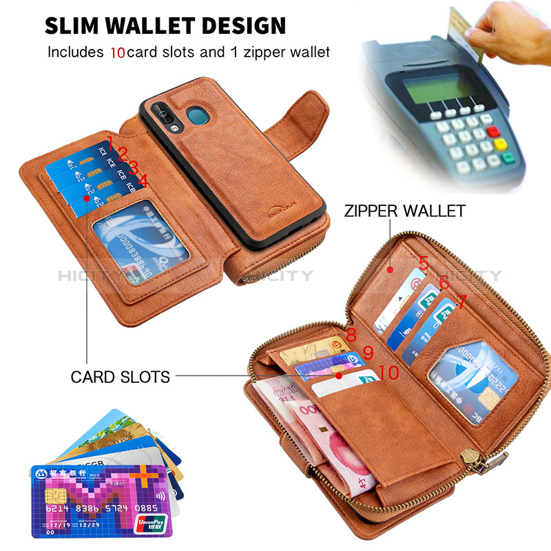 Funda de Cuero Cartera con Soporte Carcasa B10F para Samsung Galaxy A40