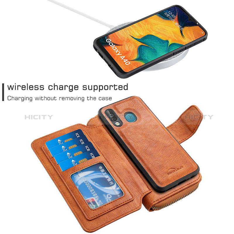 Funda de Cuero Cartera con Soporte Carcasa B10F para Samsung Galaxy A40