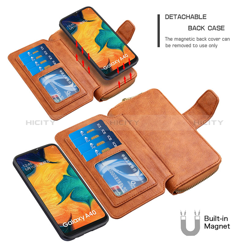 Funda de Cuero Cartera con Soporte Carcasa B10F para Samsung Galaxy A40