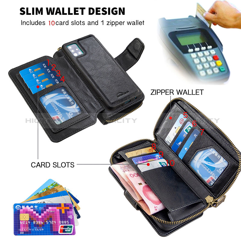 Funda de Cuero Cartera con Soporte Carcasa B10F para Samsung Galaxy A51 5G