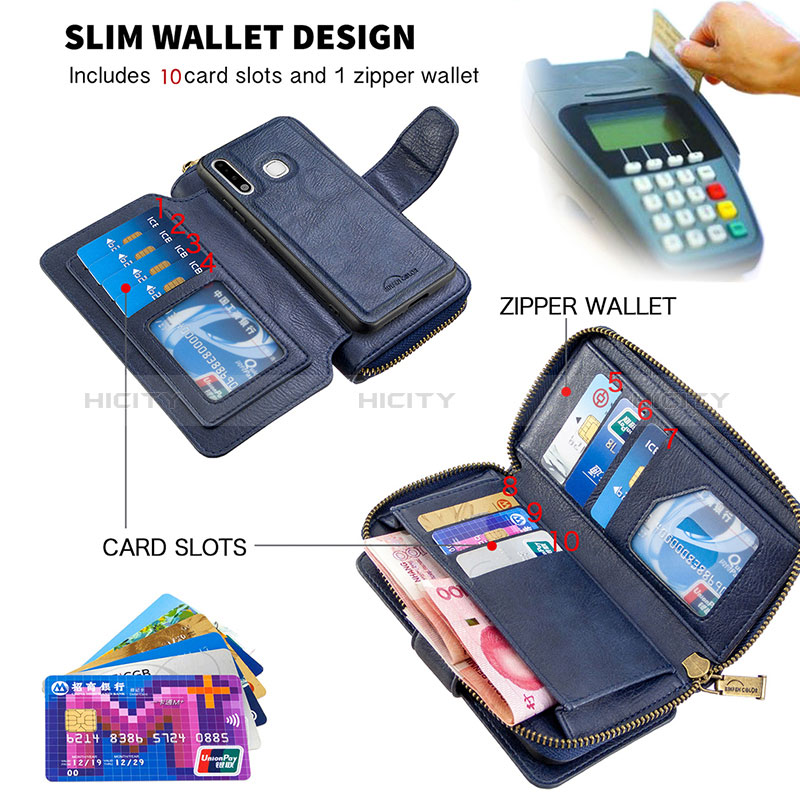 Funda de Cuero Cartera con Soporte Carcasa B10F para Samsung Galaxy A70E