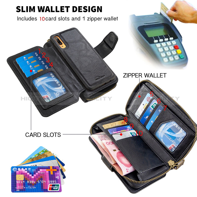 Funda de Cuero Cartera con Soporte Carcasa B10F para Samsung Galaxy A70S