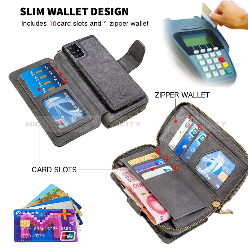 Funda de Cuero Cartera con Soporte Carcasa B10F para Samsung Galaxy A71 5G