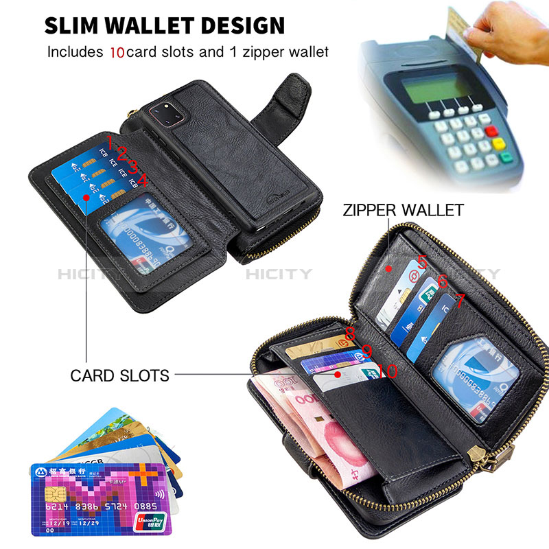 Funda de Cuero Cartera con Soporte Carcasa B10F para Samsung Galaxy Note 10 Lite