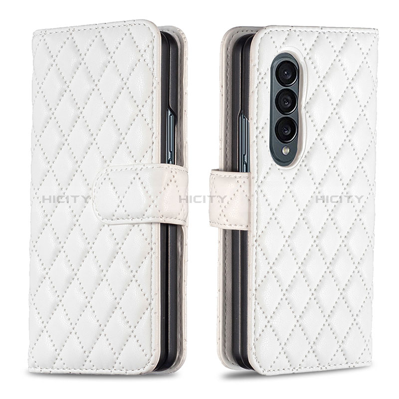 Funda de Cuero Cartera con Soporte Carcasa B10F para Samsung Galaxy Z Fold3 5G Blanco