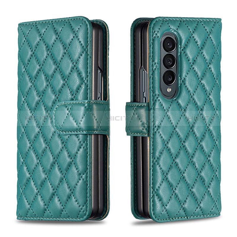 Funda de Cuero Cartera con Soporte Carcasa B10F para Samsung Galaxy Z Fold3 5G Verde