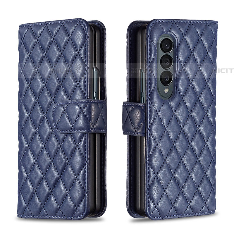 Funda de Cuero Cartera con Soporte Carcasa B10F para Samsung Galaxy Z Fold4 5G Azul