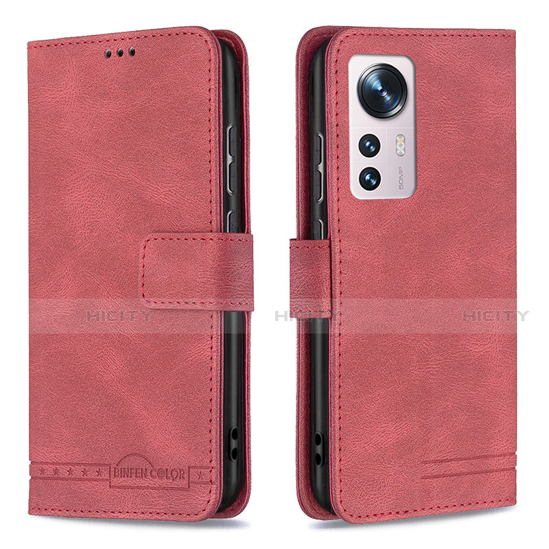 Funda de Cuero Cartera con Soporte Carcasa B10F para Xiaomi Mi 12 5G Rojo