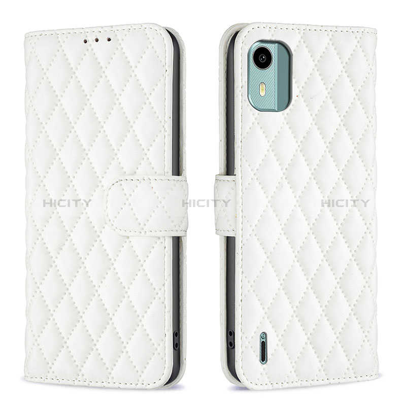 Funda de Cuero Cartera con Soporte Carcasa B11F para Nokia C12 Blanco