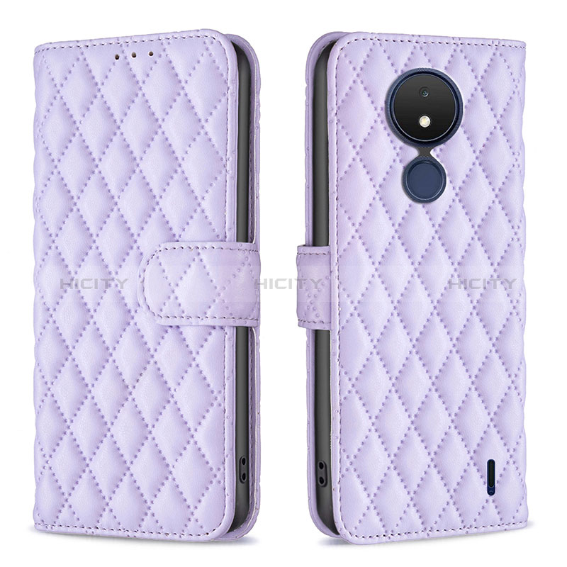 Funda de Cuero Cartera con Soporte Carcasa B11F para Nokia C21 Morado