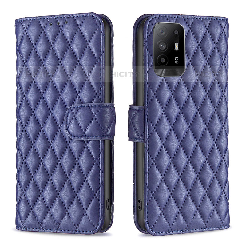 Funda de Cuero Cartera con Soporte Carcasa B11F para Oppo A95 5G Azul