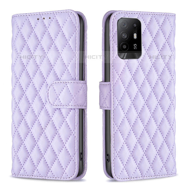 Funda de Cuero Cartera con Soporte Carcasa B11F para Oppo A95 5G Morado