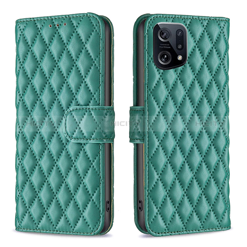 Funda de Cuero Cartera con Soporte Carcasa B11F para Oppo Find X5 5G Verde