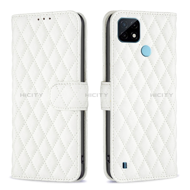 Funda de Cuero Cartera con Soporte Carcasa B11F para Realme C21 Blanco