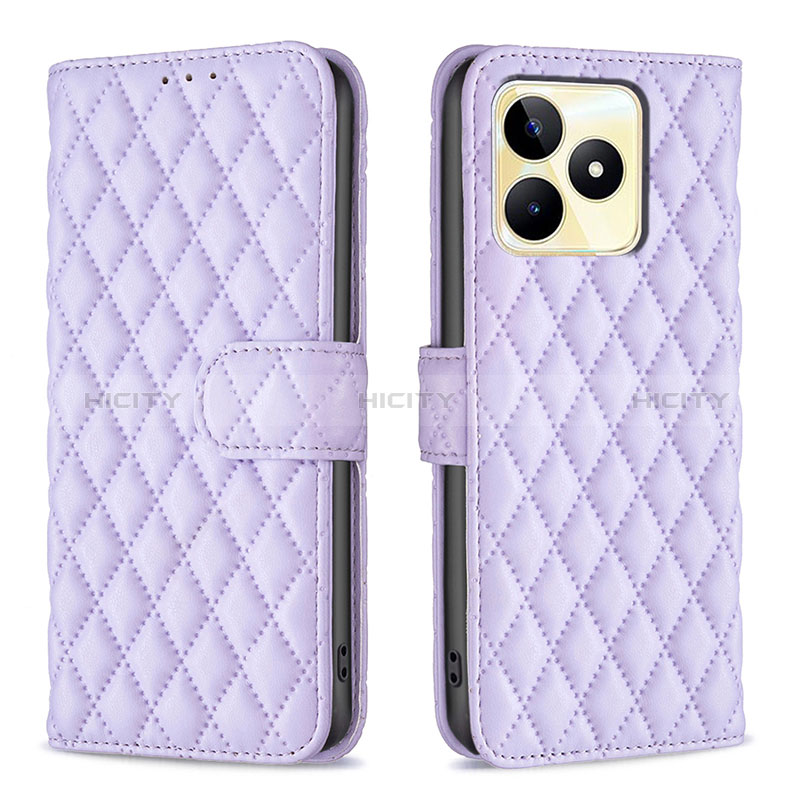 Funda de Cuero Cartera con Soporte Carcasa B11F para Realme C51 Morado