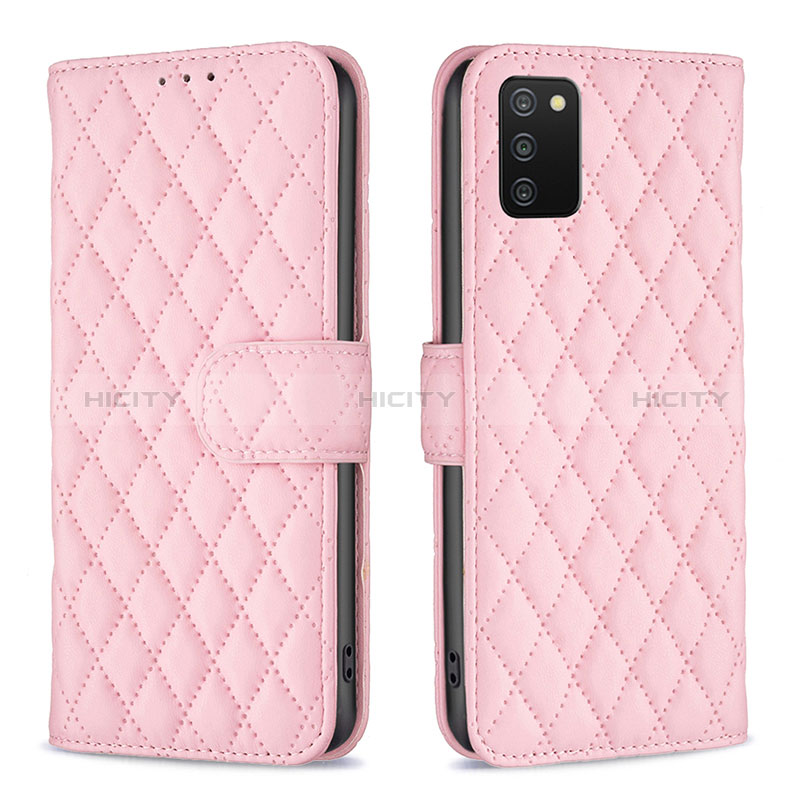 Funda de Cuero Cartera con Soporte Carcasa B11F para Samsung Galaxy A02s Oro Rosa