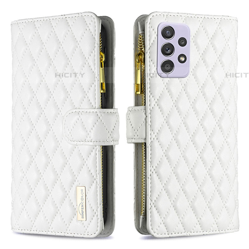 Funda de Cuero Cartera con Soporte Carcasa B11F para Samsung Galaxy A52 5G Blanco