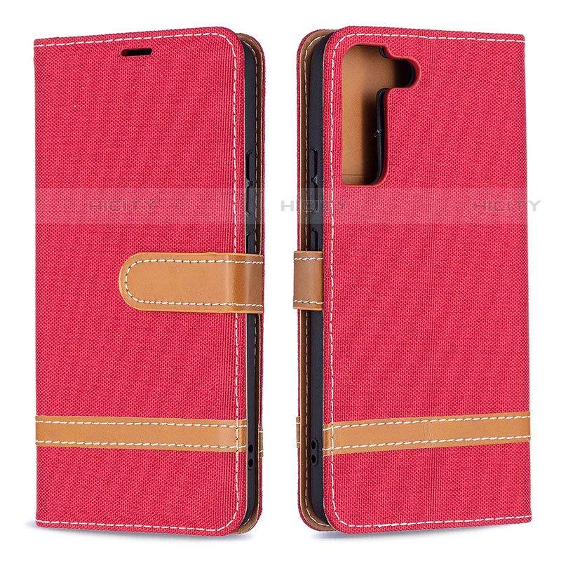 Funda de Cuero Cartera con Soporte Carcasa B11F para Samsung Galaxy S21 FE 5G Rojo