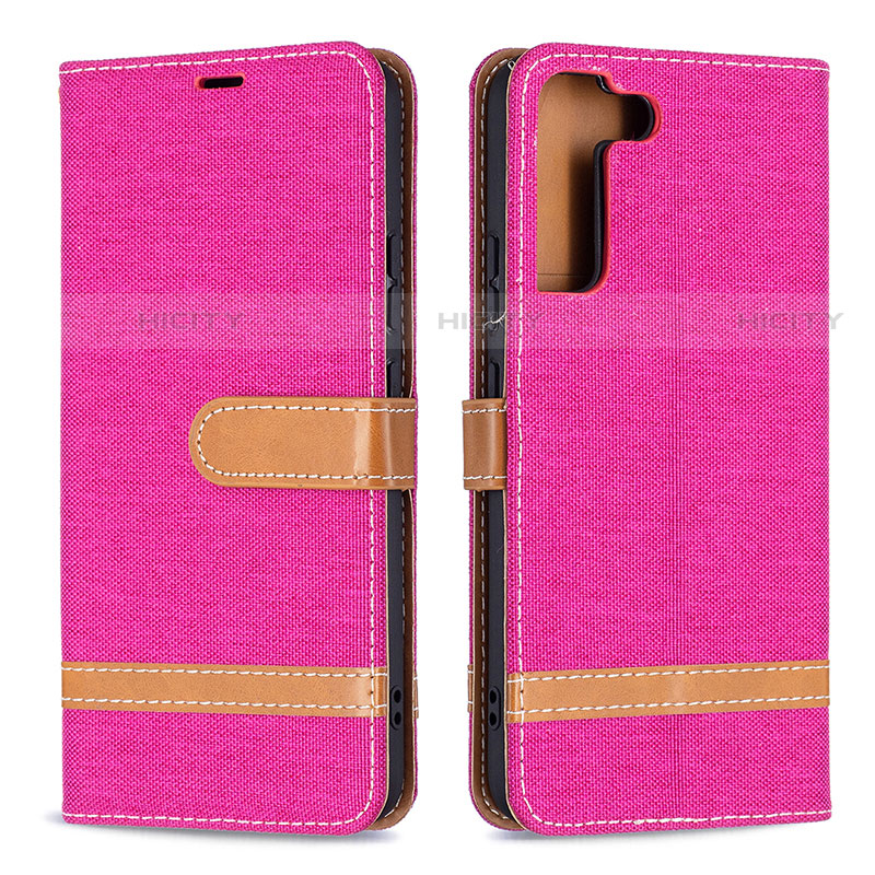 Funda de Cuero Cartera con Soporte Carcasa B11F para Samsung Galaxy S21 Plus 5G Rosa Roja