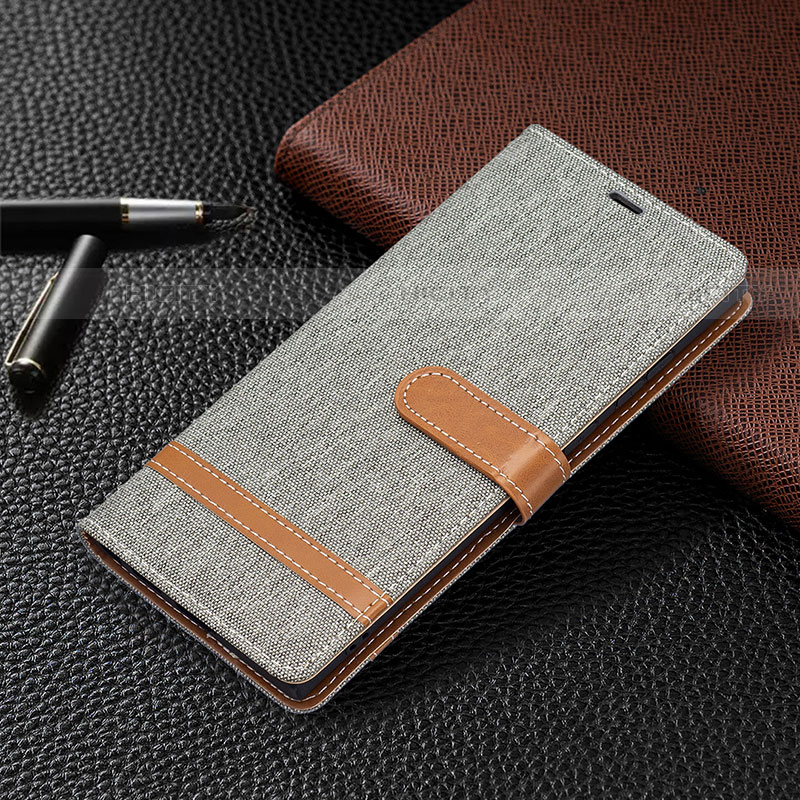 Funda de Cuero Cartera con Soporte Carcasa B11F para Samsung Galaxy S21 Ultra 5G Gris