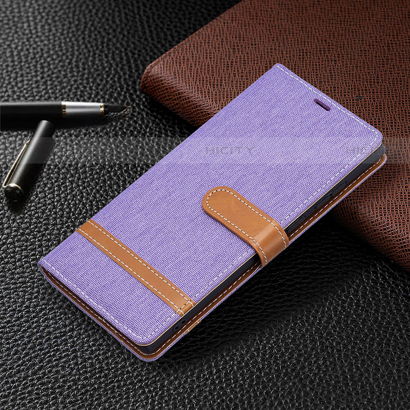 Funda de Cuero Cartera con Soporte Carcasa B11F para Samsung Galaxy S23 Ultra 5G Purpura Claro