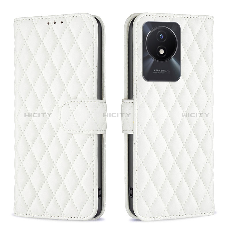 Funda de Cuero Cartera con Soporte Carcasa B11F para Vivo Y02 Blanco