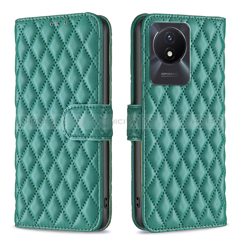 Funda de Cuero Cartera con Soporte Carcasa B11F para Vivo Y02A Verde