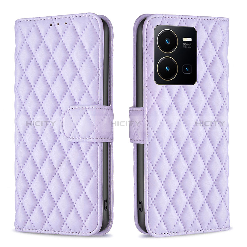 Funda de Cuero Cartera con Soporte Carcasa B11F para Vivo Y35 4G Morado