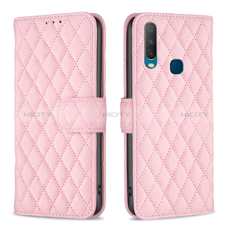 Funda de Cuero Cartera con Soporte Carcasa B11F para Vivo Y3s Oro Rosa