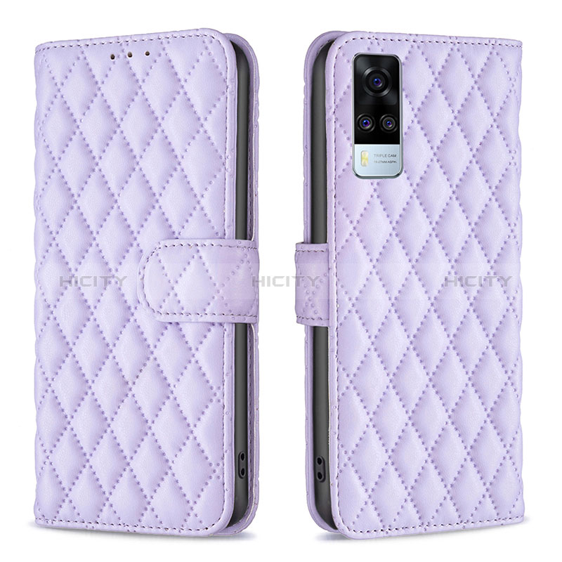 Funda de Cuero Cartera con Soporte Carcasa B11F para Vivo Y51 (2021) Morado