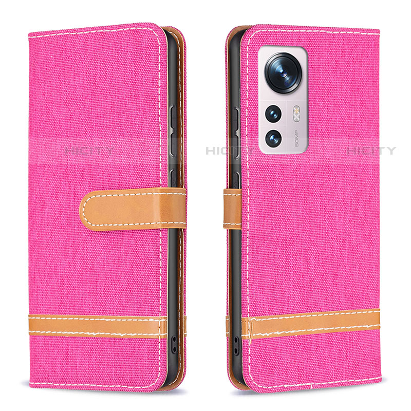 Funda de Cuero Cartera con Soporte Carcasa B11F para Xiaomi Mi 12S 5G Rosa Roja