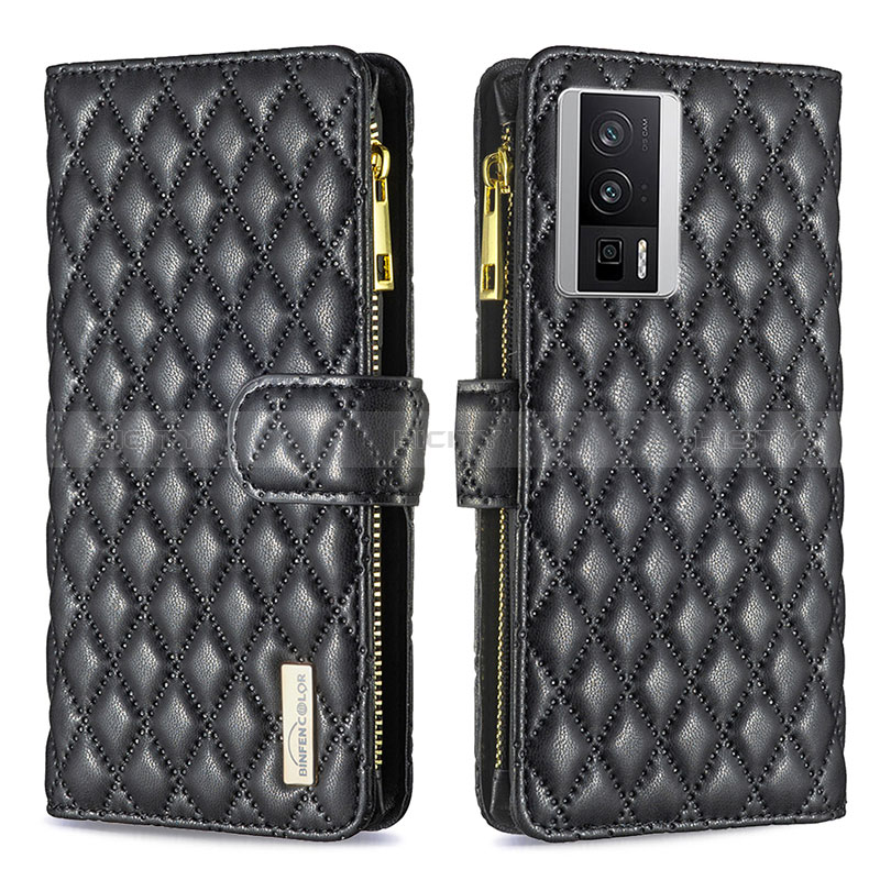 Funda de Cuero Cartera con Soporte Carcasa B11F para Xiaomi Redmi K60 Pro 5G Negro