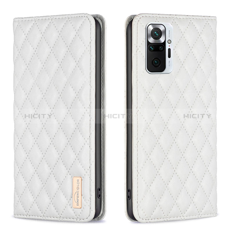 Funda de Cuero Cartera con Soporte Carcasa B11F para Xiaomi Redmi Note 10 Pro 4G Blanco