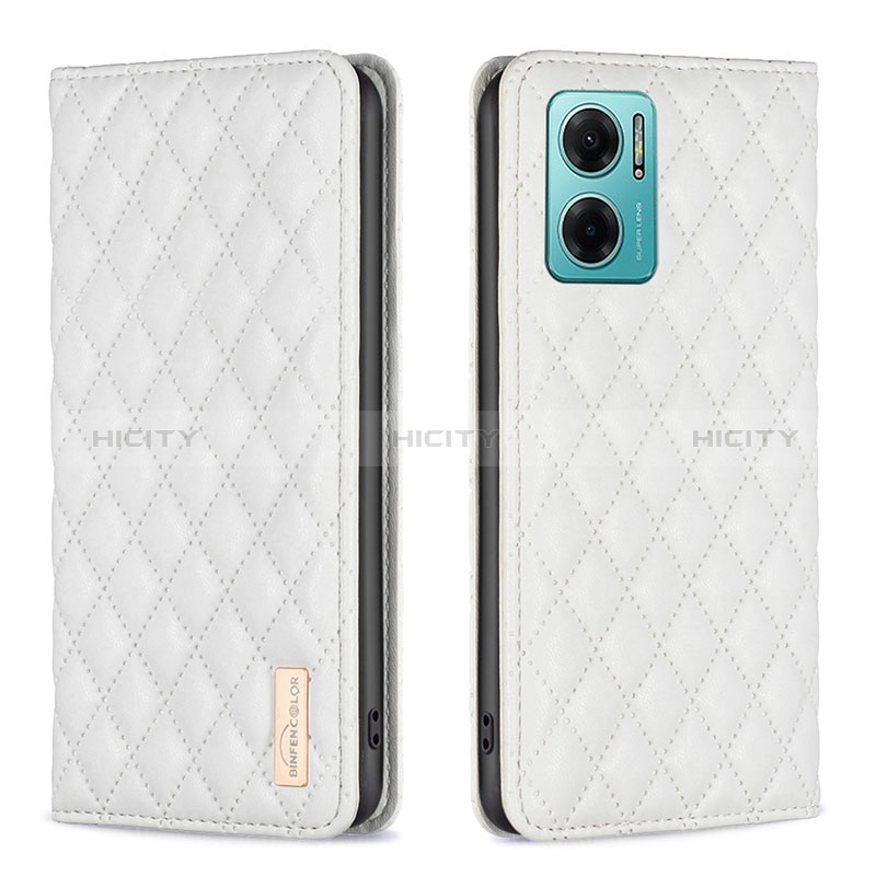 Funda de Cuero Cartera con Soporte Carcasa B11F para Xiaomi Redmi Note 11E 5G Blanco