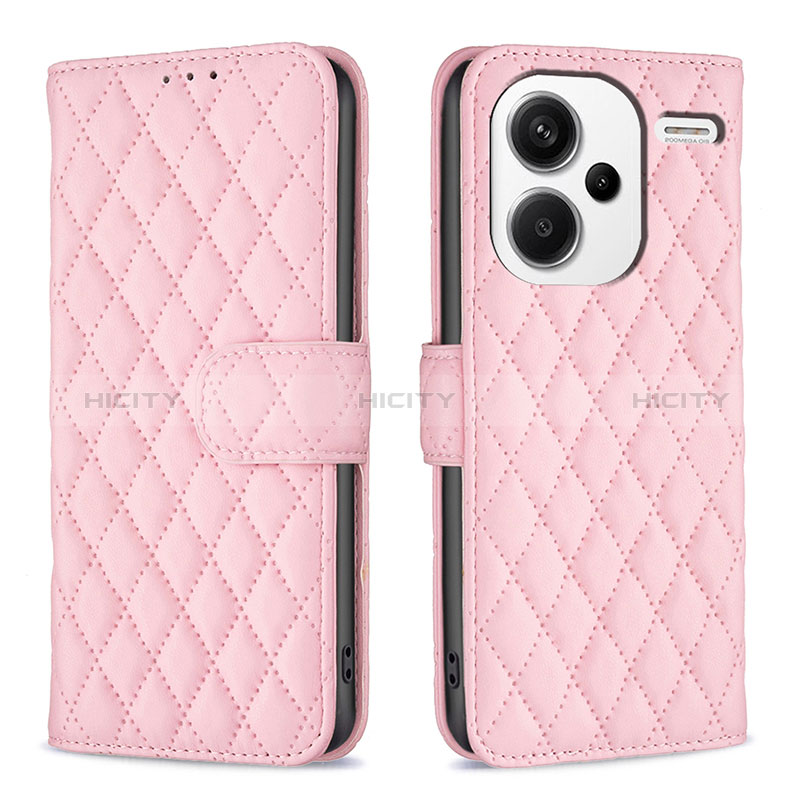 Funda de Cuero Cartera con Soporte Carcasa B11F para Xiaomi Redmi Note 13 Pro+ Plus 5G Oro Rosa