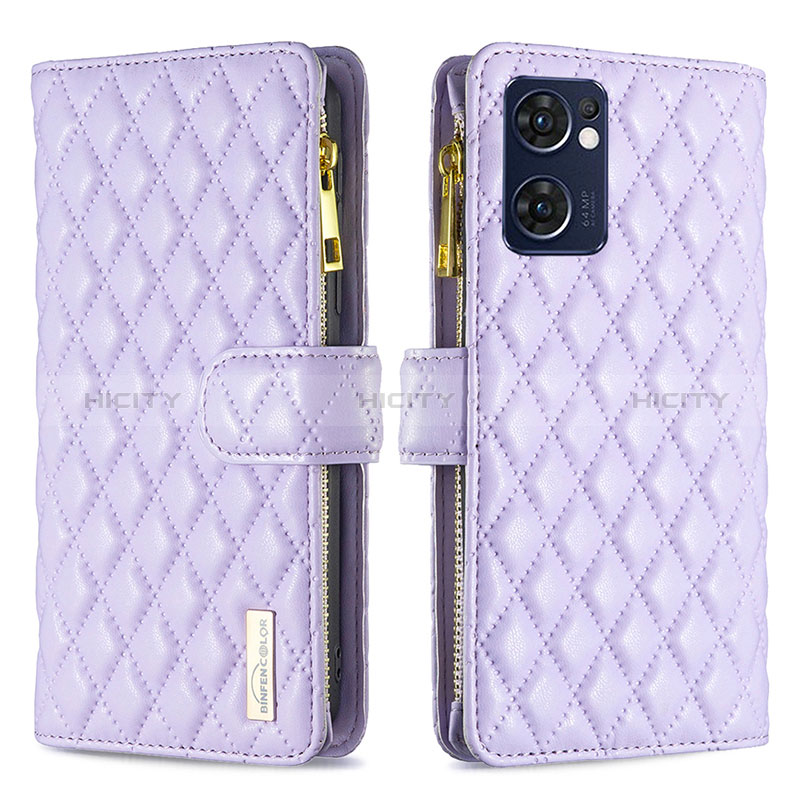 Funda de Cuero Cartera con Soporte Carcasa B12F para OnePlus Nord CE 2 5G Morado