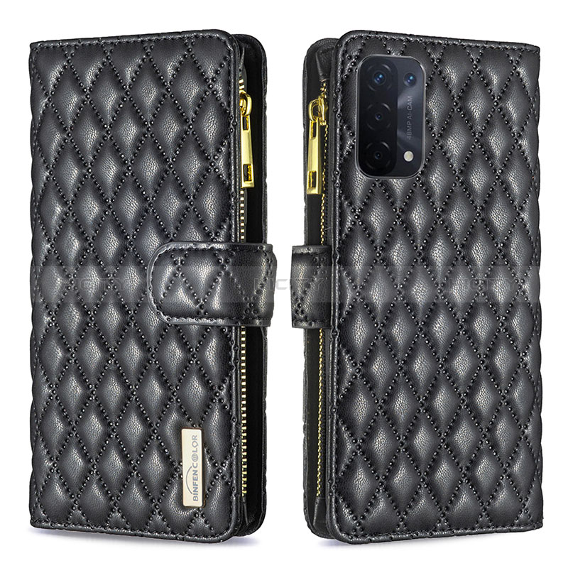 Funda de Cuero Cartera con Soporte Carcasa B12F para Oppo A54 5G Negro