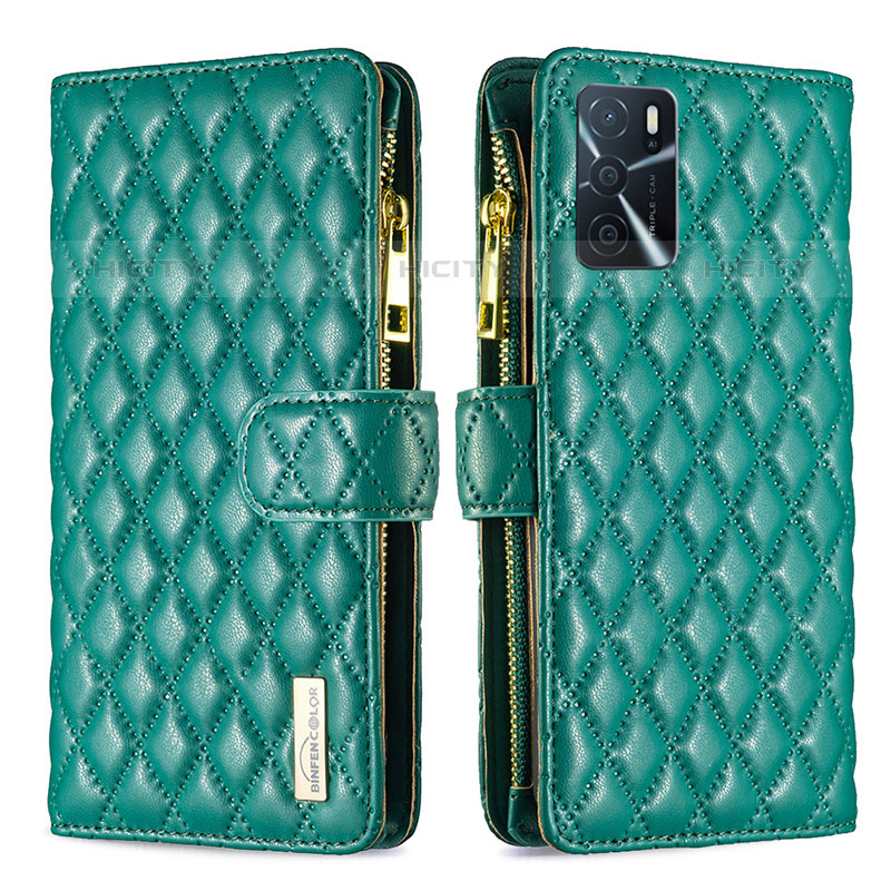 Funda de Cuero Cartera con Soporte Carcasa B12F para Oppo A54s Verde