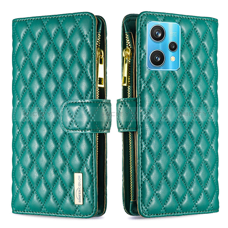 Funda de Cuero Cartera con Soporte Carcasa B12F para Realme 9 4G Verde