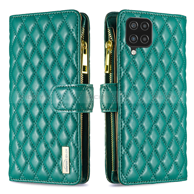 Funda de Cuero Cartera con Soporte Carcasa B12F para Samsung Galaxy A12 Nacho Verde