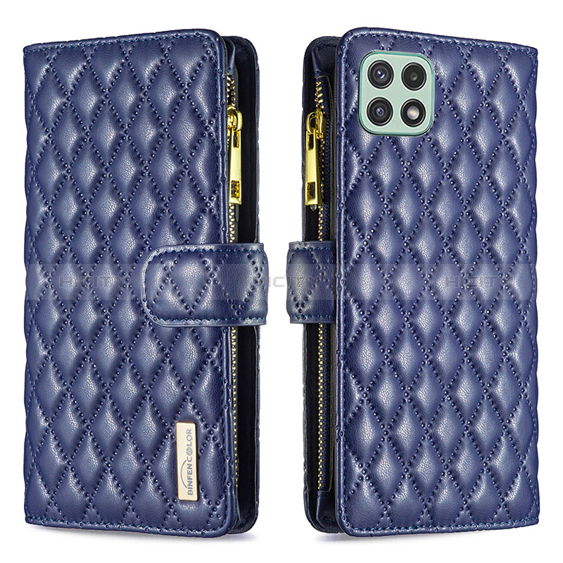 Funda de Cuero Cartera con Soporte Carcasa B12F para Samsung Galaxy A22s 5G Azul